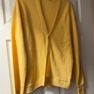 Vintage Christian Dior Cardigan Knit Yellow Sweater Size M
